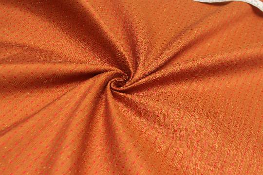 Red Polka Dot on Orange Silk Fabric