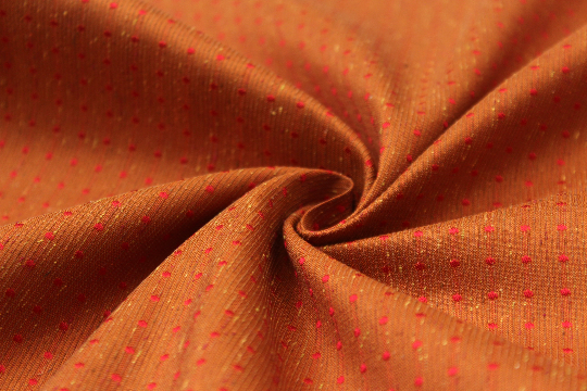 Red Polka Dot on Orange Silk Fabric
