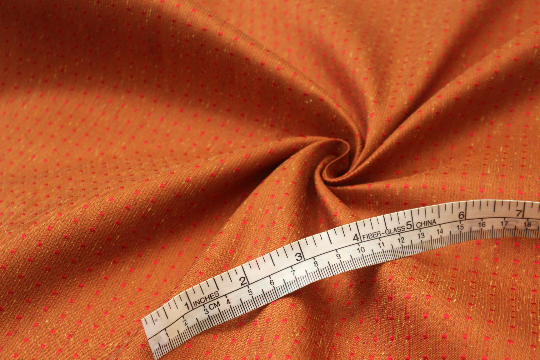 Red Polka Dot on Orange Silk Fabric