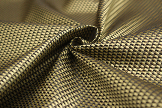 Gold Black Ornament Silk Fabric