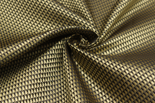Gold Black Ornament Silk Fabric