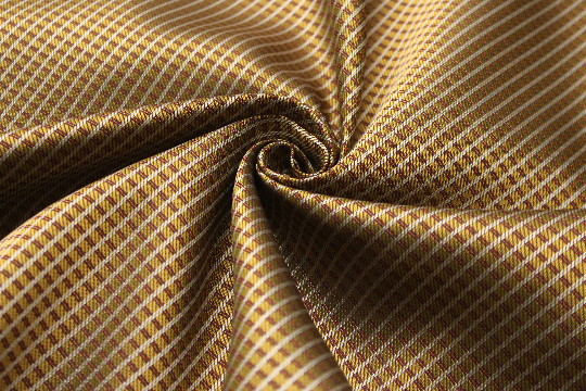 Gold Red Plaid Ornament Silk Fabric