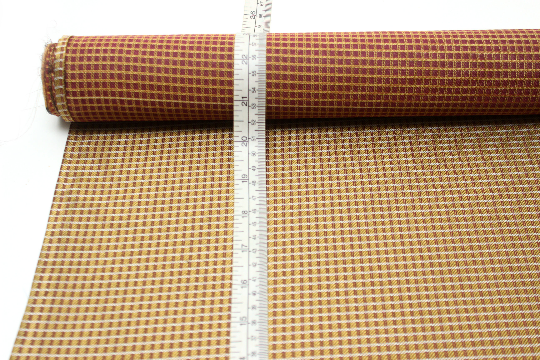 Gold Red Plaid Ornament Silk Fabric