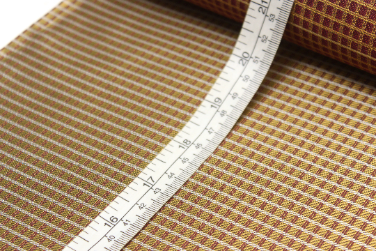 Gold Red Plaid Ornament Silk Fabric