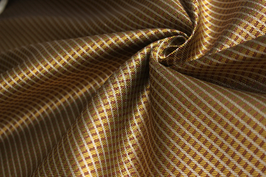Gold Red Plaid Ornament Silk Fabric