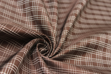 Load image into Gallery viewer, Brown Plaid Silk Fabric
