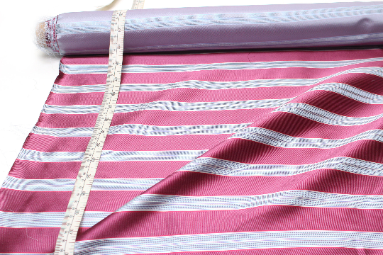 Pink Dusty Blue Stripe Silk Fabric