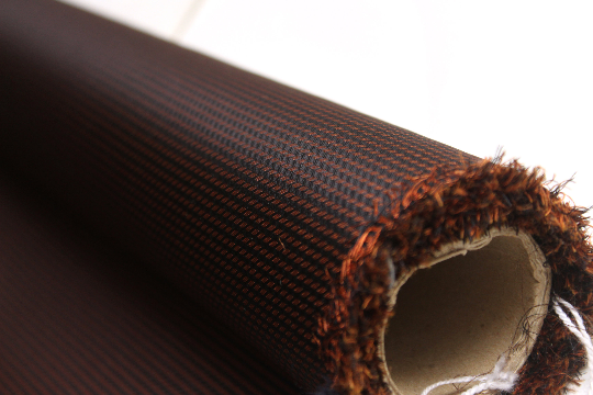 Orange Black Silk Fabric