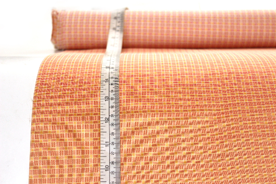 Coral Orange plaid Silk Fabric