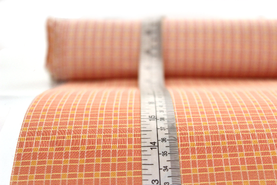 Coral Orange plaid Silk Fabric