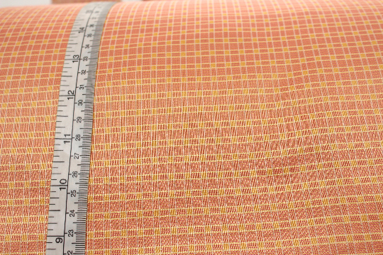 Coral Orange plaid Silk Fabric