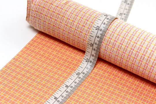 Coral Orange plaid Silk Fabric