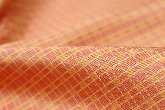 Coral Orange plaid Silk Fabric