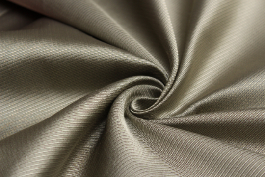 Dusty Gold Grey Diagonal Stripe Silk Fabric