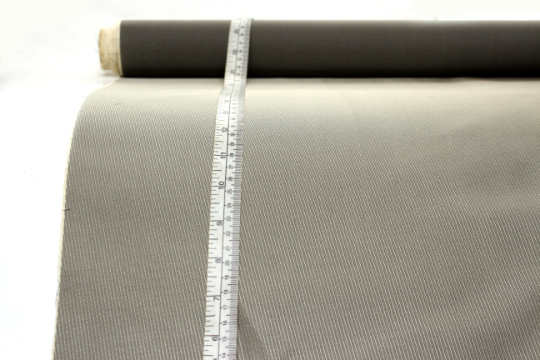 Dusty Gold Grey Diagonal Stripe Silk Fabric