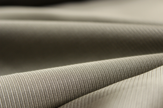 Dusty Gold Grey Diagonal Stripe Silk Fabric