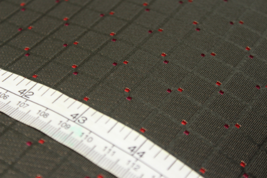 Brown Plaid with Red Ornament Silk Fabric