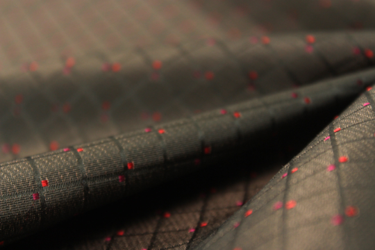 Brown Plaid with Red Ornament Silk Fabric