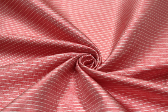 Coral Salmon Stripe Silk Fabric