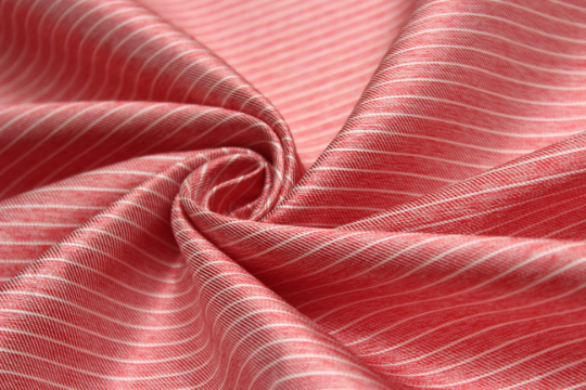 Coral Salmon Stripe Silk Fabric