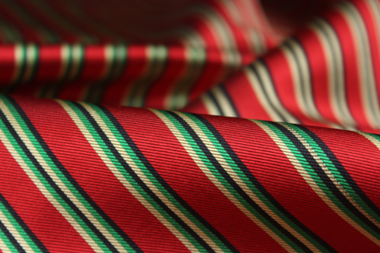 Red Green Black Yellow Stripe Silk Fabric