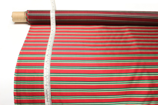 Red Green Black Yellow Stripe Silk Fabric