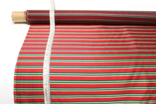 Load image into Gallery viewer, Red Green Black Yellow Stripe Silk Fabric
