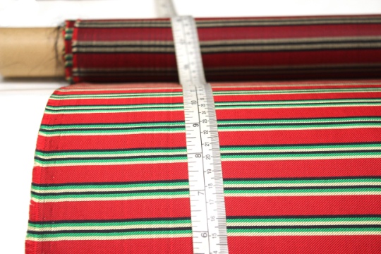 Red Green Black Yellow Stripe Silk Fabric