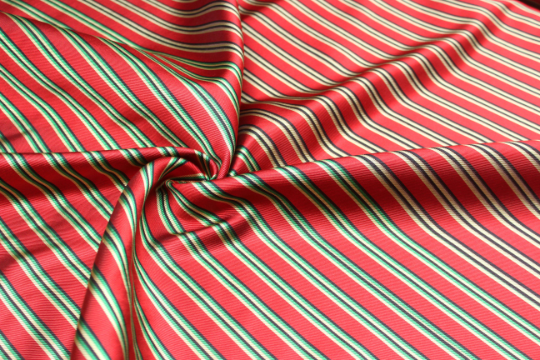 Red Green Black Yellow Stripe Silk Fabric