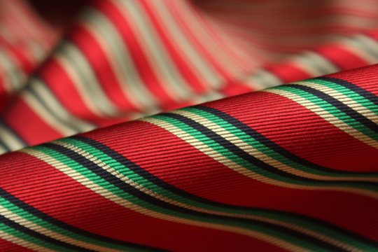 Red Green Black Yellow Stripe Silk Fabric