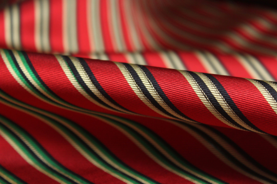 Red Green Black Yellow Stripe Silk Fabric