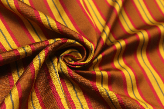 Red Gold Brown Stripe Silk Fabric Width 27"