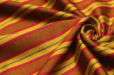 Red Gold Brown Stripe Silk Fabric Width 27"