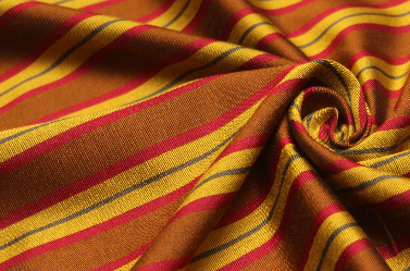 Red Gold Brown Stripe Silk Fabric