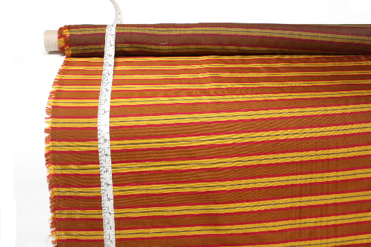 Red Gold Brown Stripe Silk Fabric Width 27"
