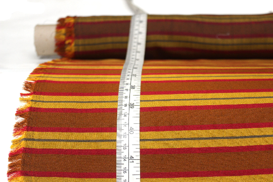 Red Gold Brown Stripe Silk Fabric Width 27"