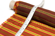 Load image into Gallery viewer, Red Gold Brown Stripe Silk Fabric
