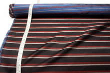 Load image into Gallery viewer, Black Brown Grey Stripe Silk Fabric

