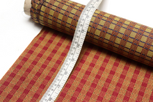 Load image into Gallery viewer, Maroon Red Gold Plaid Silk Fabric
