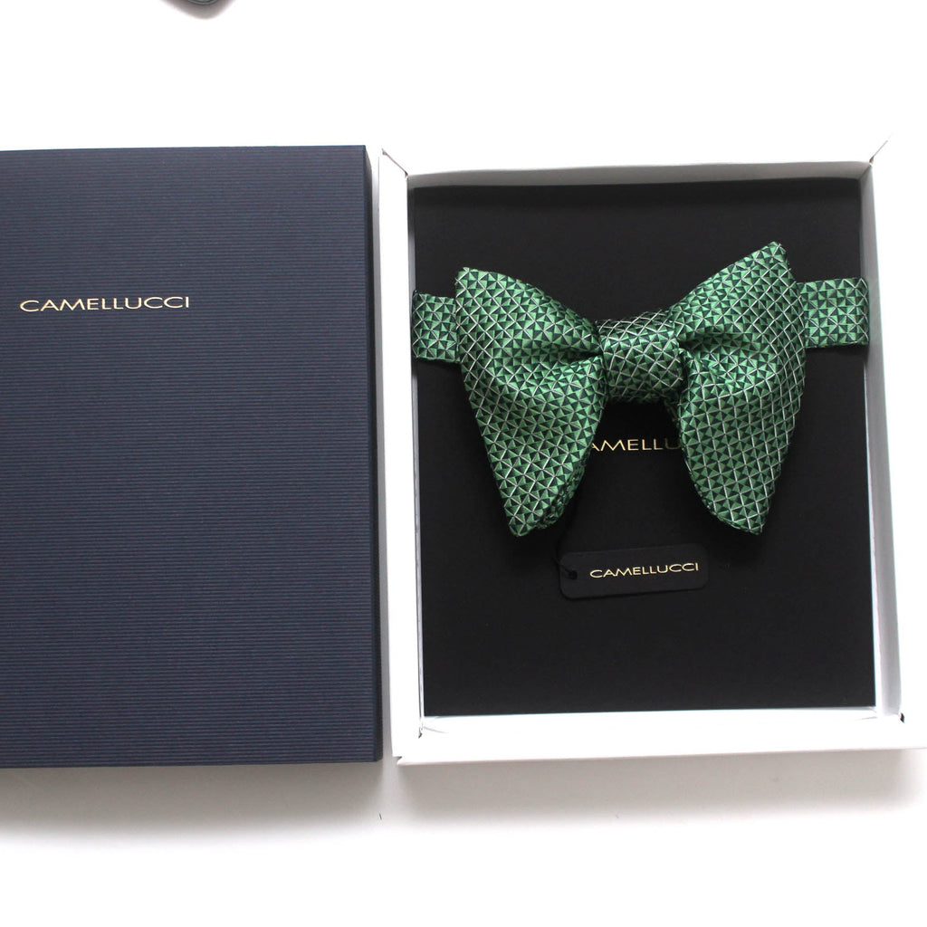 Green Ornament Large Silk Bow Tie | Camellucci