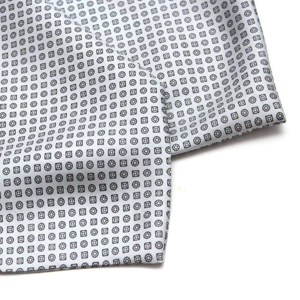 Grey Polka Dot Ornament Silk Ascot