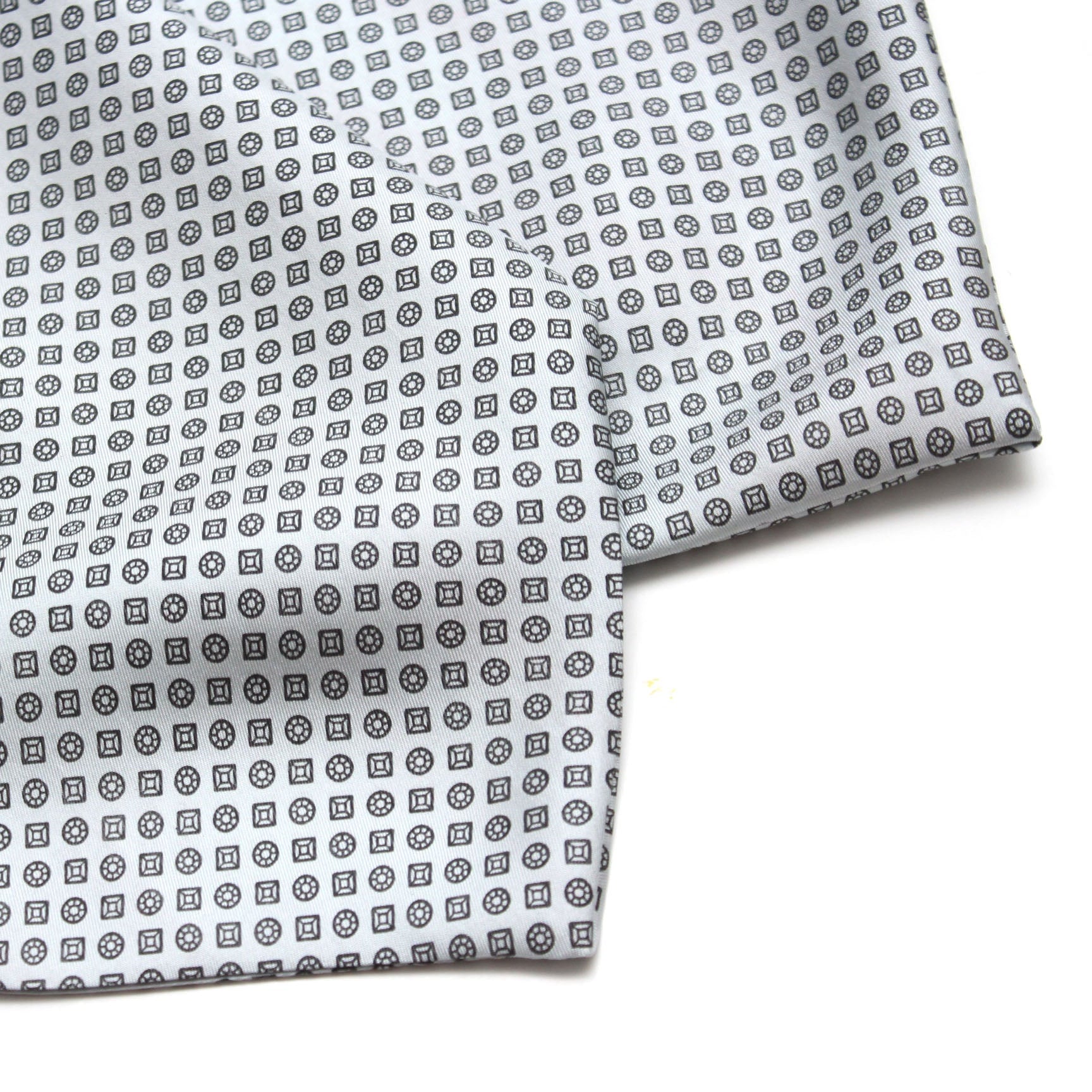 Grey Polka Dot Ornament Silk Ascot