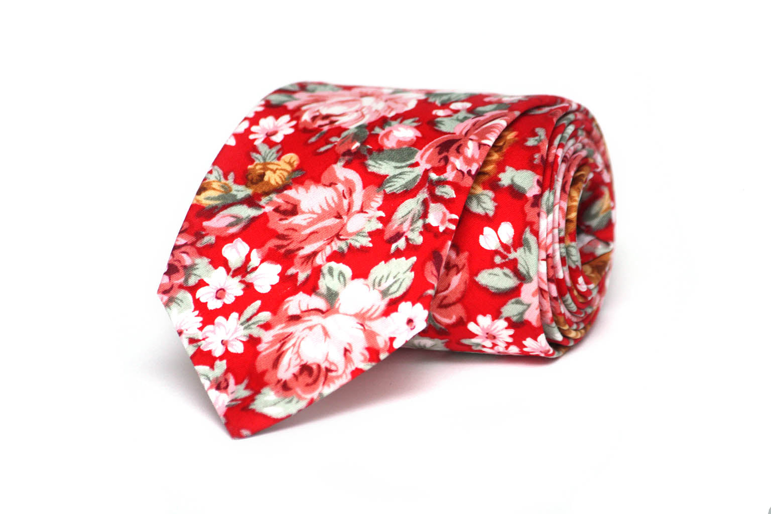 Red Floral Cotton Necktie