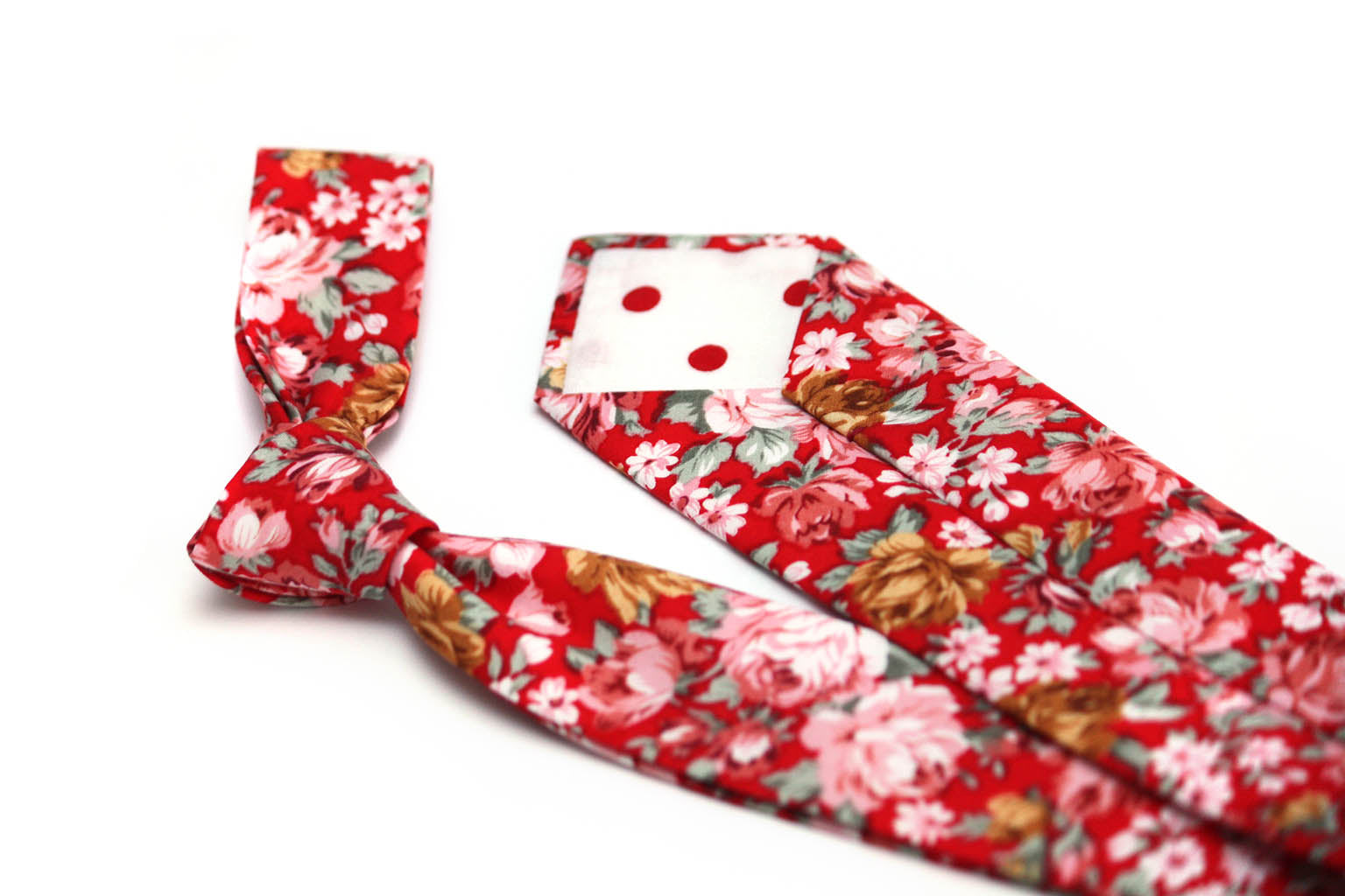 Red Floral Cotton Necktie