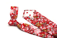 Load image into Gallery viewer, Red Peach Floral Cotton Necktie

