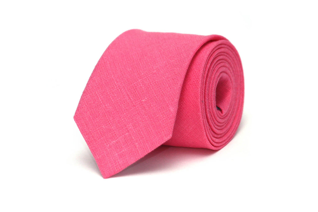 Hot Pink Linen Necktie
