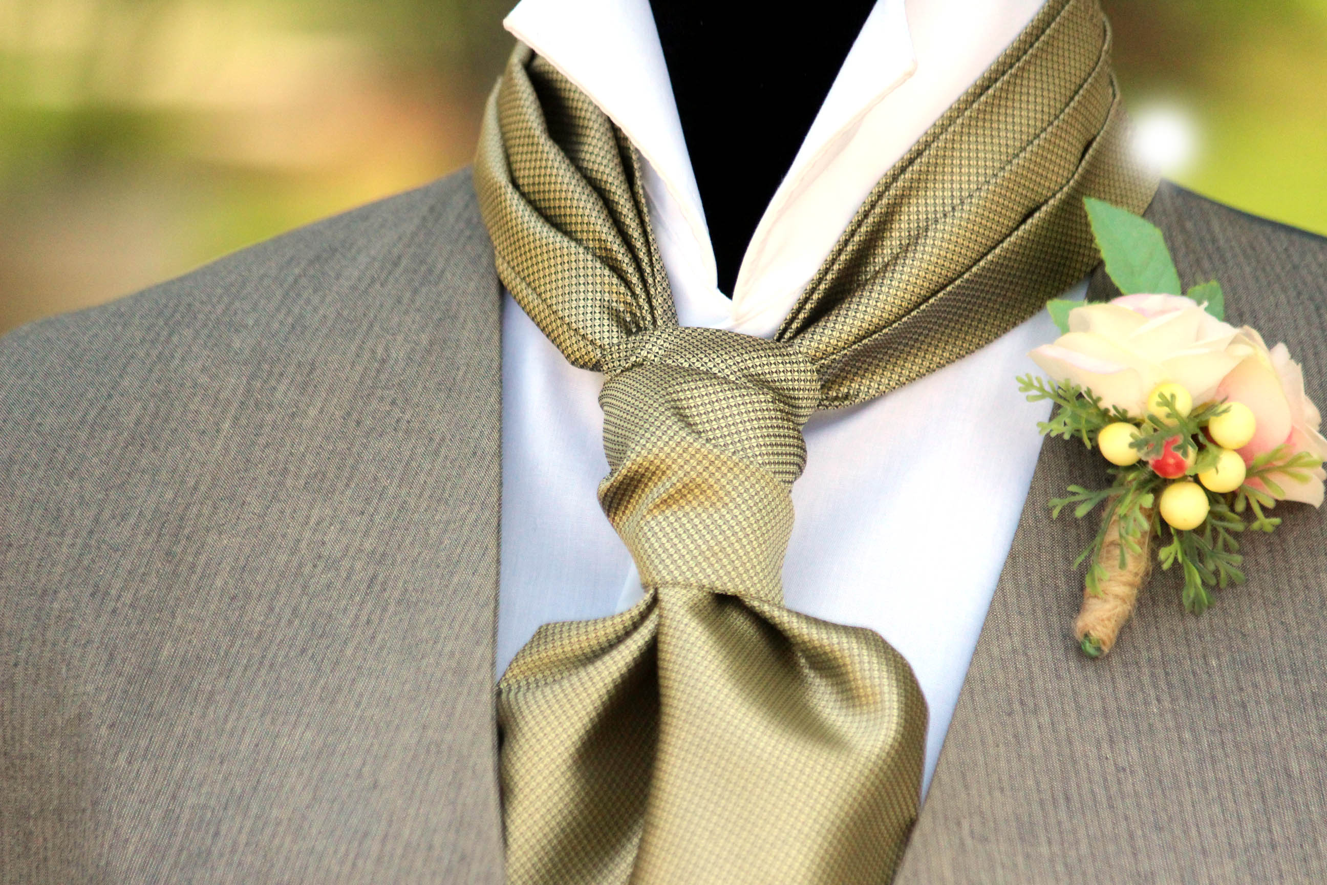Gold Solid Wedding Cravat Ascot