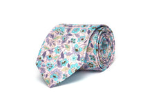 Load image into Gallery viewer, Teal Pink Lavender Floral Necktie
