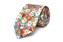 Load image into Gallery viewer, Pink White Gold Floral Necktie

