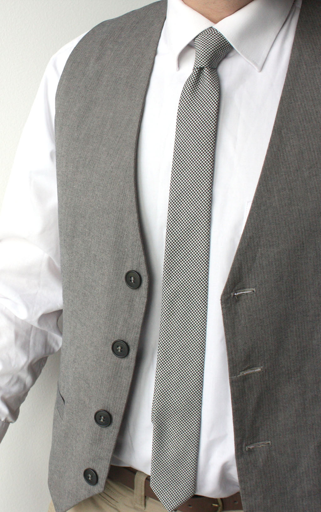 Black Houndstooth Wool Necktie